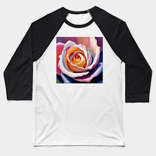 Subtle Rainbow Color Washed Rose Baseball T-Shirt